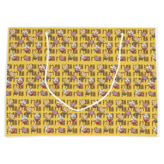 Bolsa De Regalo Grande Japanese Kawaii Anime Cat Ramen Noodles (Anverso)