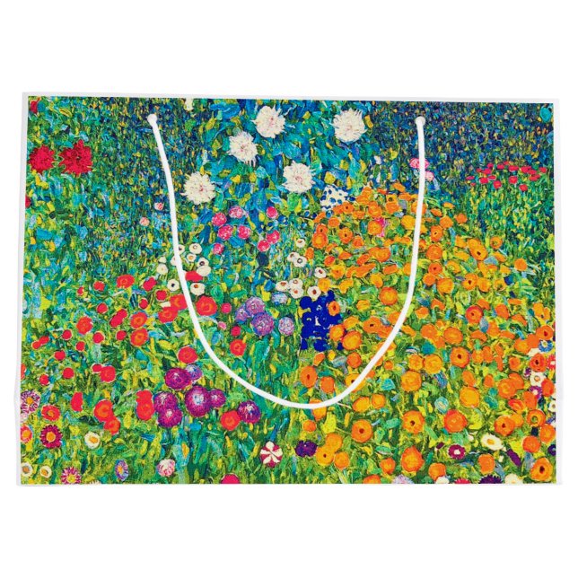 Bolsa De Regalo Grande Jardín de flores, Gustav Klimt (Reverso)