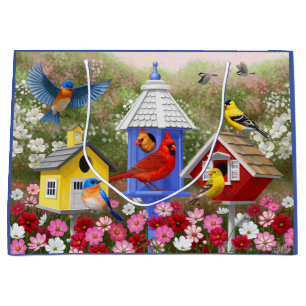 Bolsa De Regalo Grande Jardín de flores y aves coloridas