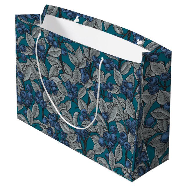 Bolsa De Regalo Grande Jardines de arándano azul y gris (Angulo reverso)
