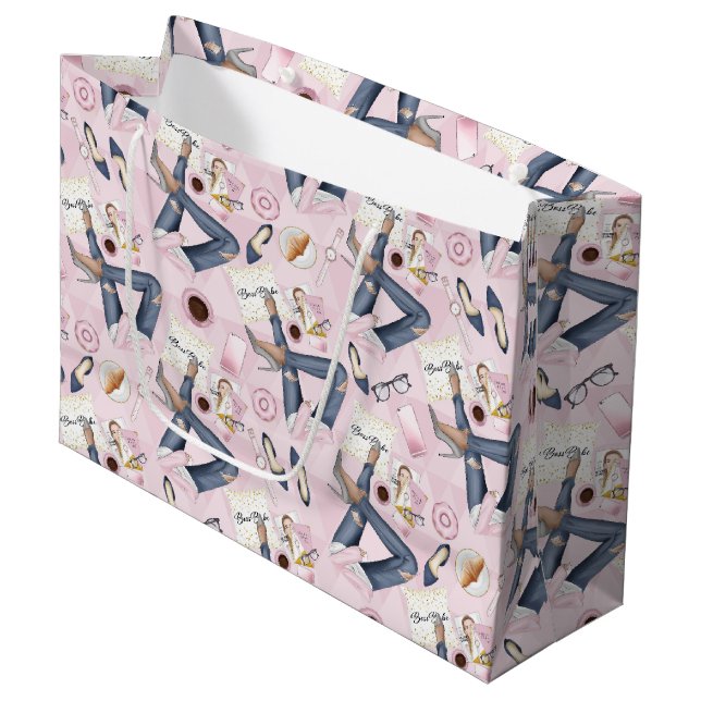 Bolsa De Regalo Grande Jefe Chica Hand Drawn (Angulo Anverso)