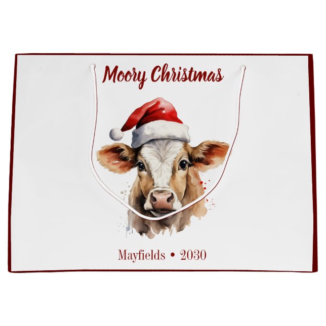 Bolsa De Regalo Grande Jersey Cow "Moory Navidades" (Anverso)