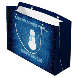 Bolsa De Regalo Grande ¡Jesús Te Ama Mucho La Nieve! Azul de Snowman cris