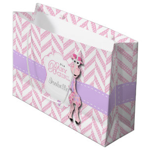 Bolsa De Regalo Grande Jirafa rosada Baby Shower