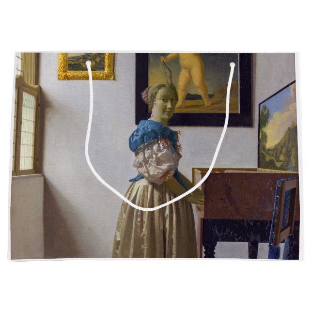 Bolsa De Regalo Grande Johannes Vermeer - Lady de pie en un vírgen (Anverso)