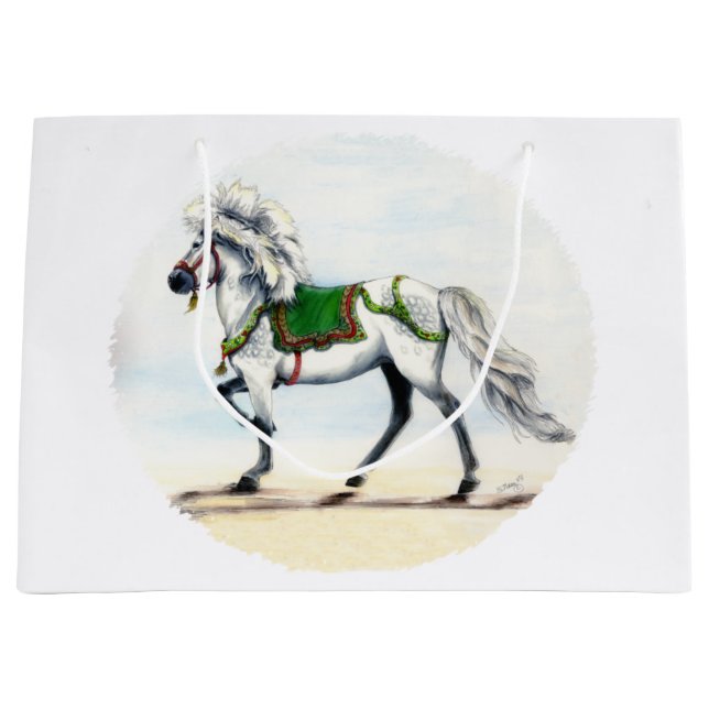 Bolsa De Regalo Grande Jol Navidades Caballo Islandés (Anverso)