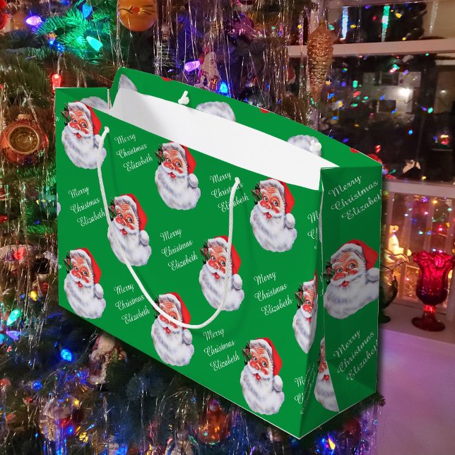 Bolsa De Regalo Grande Jolly Santa Claus personaliza el nombre de niño (Subido por el creador)