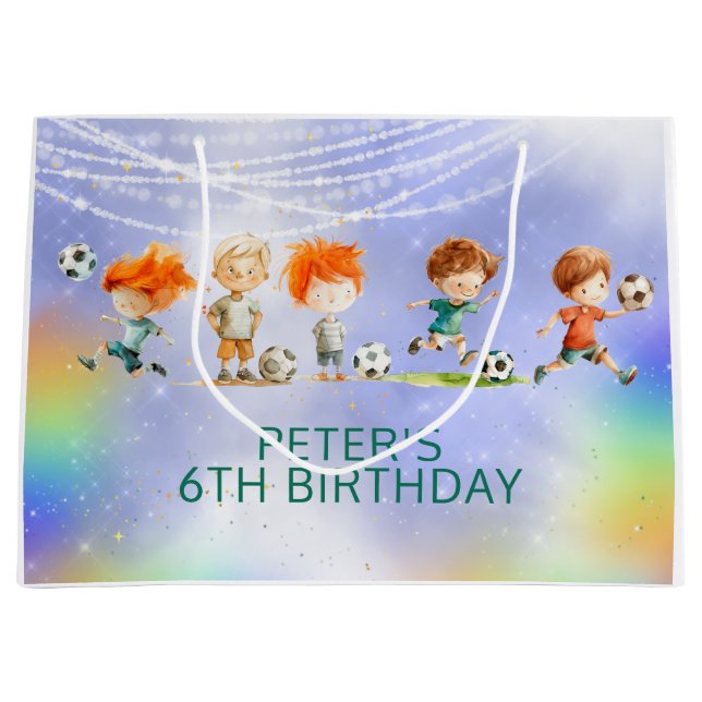 Bolsa De Regalo Grande Juego de cumpleaños del fútbol mágico (Anverso)