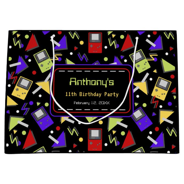 Bolsa De Regalo Grande Juego retro negro (Anverso)