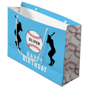 Bolsa De Regalo Grande Jugador de bolas de béisbol azul niños nombre cump