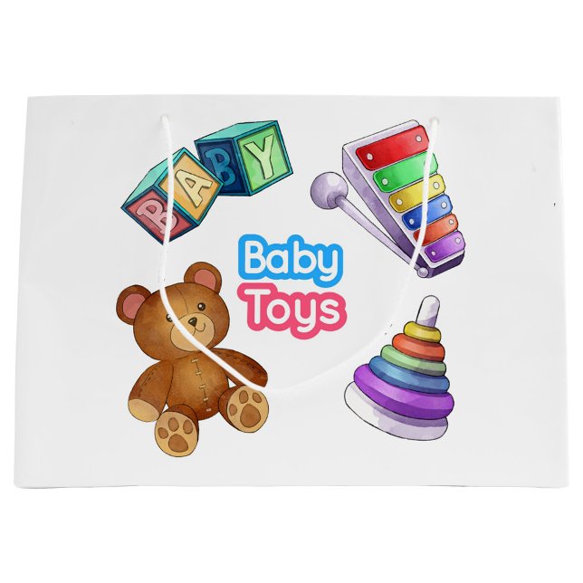 Bolsa De Regalo Grande Juguetes bebé ( Illustrations of baby toys, including a teddy bear, 
a xylophone and stacking rings!)