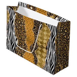 Bolsa De Regalo Grande Jungle Agate Patrón de textura de animal de lujo