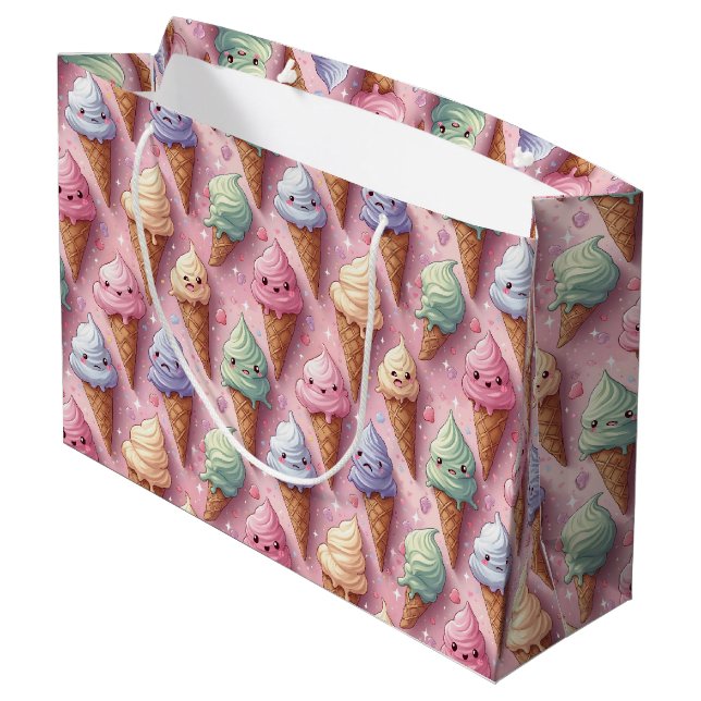 Bolsa De Regalo Grande Kawaii Art Ice Cream Cones (Angulo reverso)