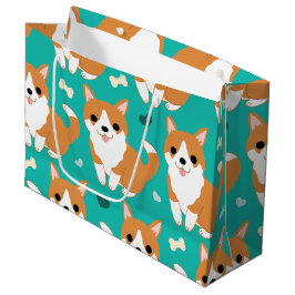 Bolsa De Regalo Grande Kawaii Cute Corgi perro patrón de ilustracion simp