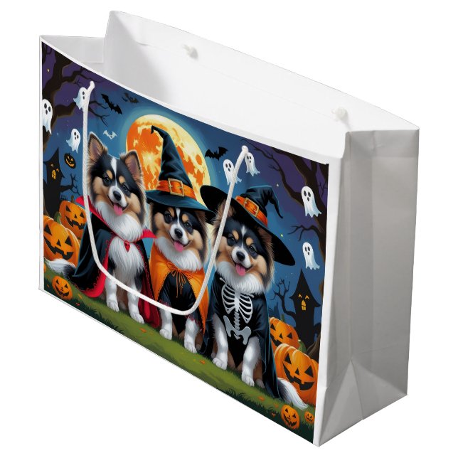 Bolsa De Regalo Grande Keeshond Dogs Calabaza Halloween Funny (Angulo Anverso)