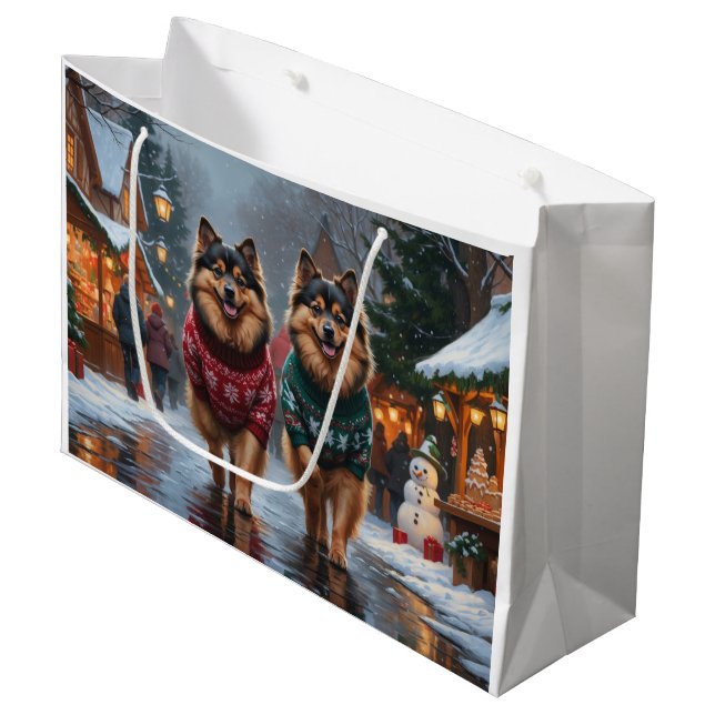 Bolsa De Regalo Grande Keeshond Dogs Christmas Snow Holiday (Angulo Anverso)