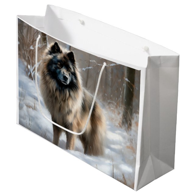 Bolsa De Regalo Grande Keeshond Let It Snow Navidades (Angulo Anverso)