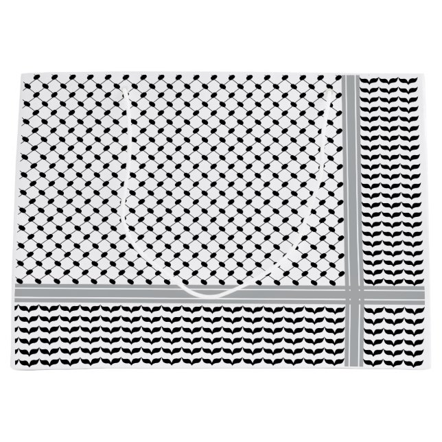 Bolsa De Regalo Grande Keffiyeh blanco y negro palestino (Anverso)