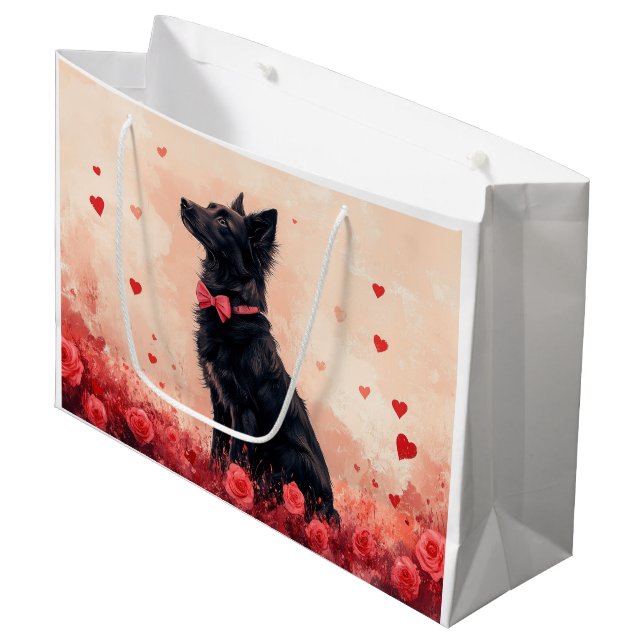 Bolsa De Regalo Grande Kelpie australiano con Rosas - El día de San Valen (Angulo Anverso)