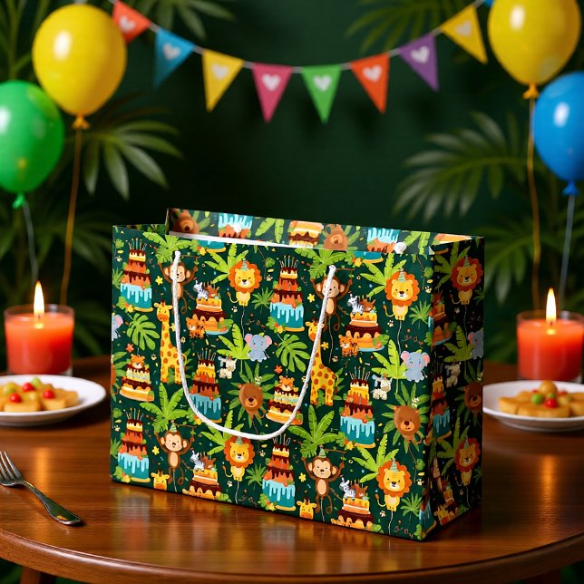 Bolsa De Regalo Grande Kids Birthday Jungle Themed Gift Bag (Subido por el creador)