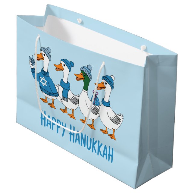 Bolsa De Regalo Grande Kids Happy Hanukkah Gift Bag (Angulo Anverso)
