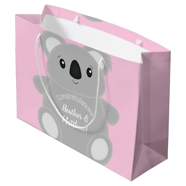 Bolsa De Regalo Grande Koala Bear Baby Shower Chica (Angulo reverso)