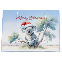Koala sentado en un árbol de goma Feliz Navidad