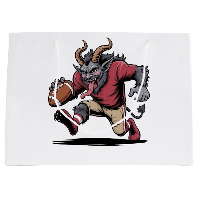 Bolsa De Regalo Grande Krampus Jugando Navidades De Fútbol Gimnasio (Anverso)