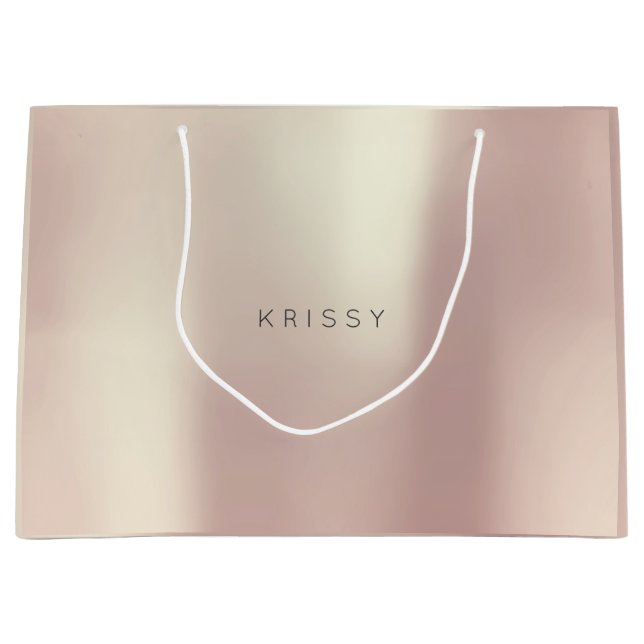 Bolsa De Regalo Grande KRISSY Rosa Gold Rubor Pearly Minimal Gift (Anverso)