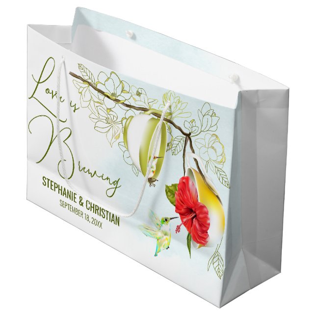 Bolsa De Regalo Grande La Amor Está Fermentando Fiesta del Té del Colibrí (Angulo Anverso)