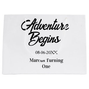 Bolsa De Regalo Grande La aventura comienza nombre fecha cumpleaños 1 sim
