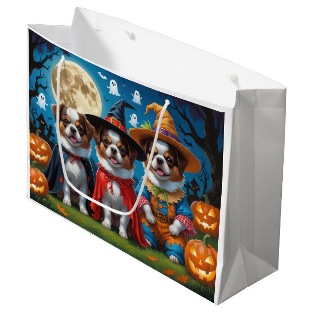 Bolsa De Regalo Grande La calabaza de perros chinos japoneses Halloween e (Angulo Anverso)