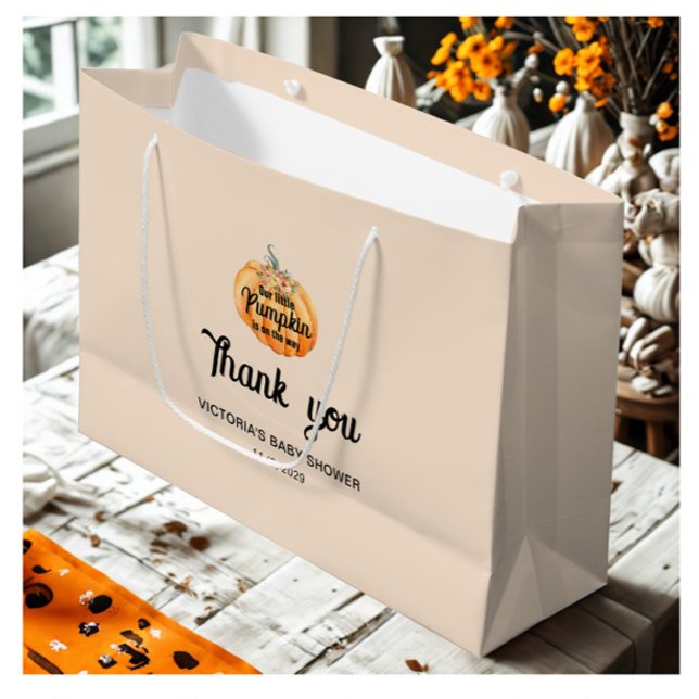 Bolsa De Regalo Grande La calabaza pequeña está en camino a Baby Shower (Subido por el creador)