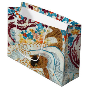 Bolsa De Regalo Grande La carpa japonesa vintage y el agua corriente