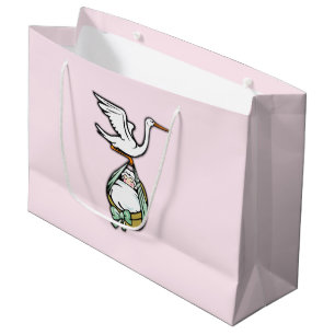 Bolsa De Regalo Grande La cigüeña lleva a una niña