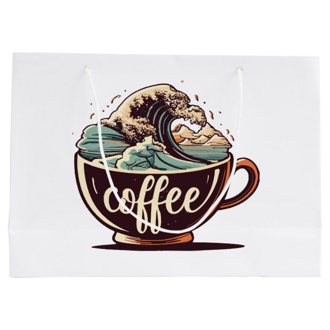 Bolsa De Regalo Grande La Gran Ola De Café (Reverso)