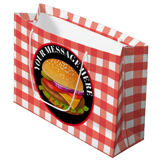 Bolsa De Regalo Grande La hamburguesa de queso cutáneo agrega fiesta de m (Angulo Anverso)