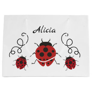 Bolsa De Regalo Grande La mariquita moderna roja lo personaliza