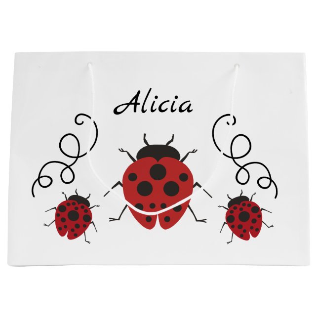 Bolsa De Regalo Grande La mariquita moderna roja lo personaliza (Anverso)