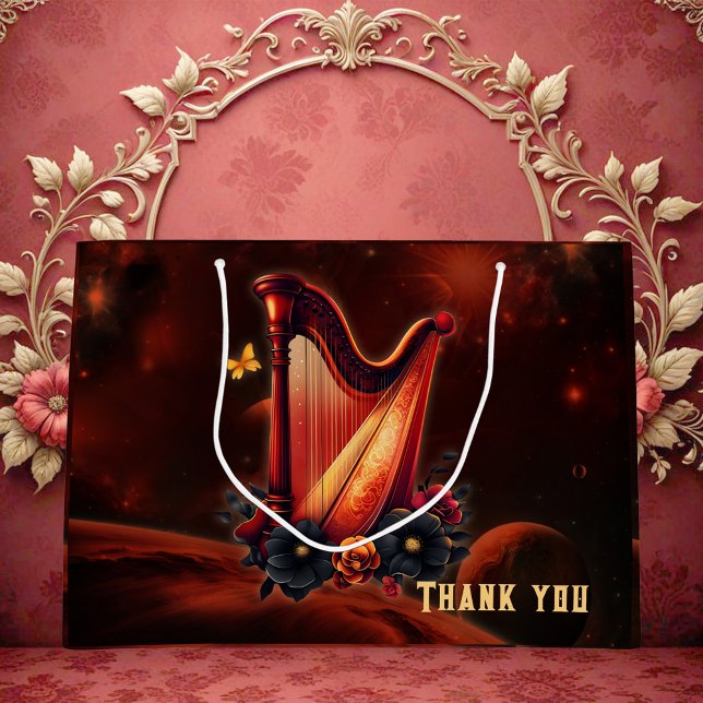 Bolsa De Regalo Grande La melodía cósmica, la magia del arpa. (Subido por el creador)