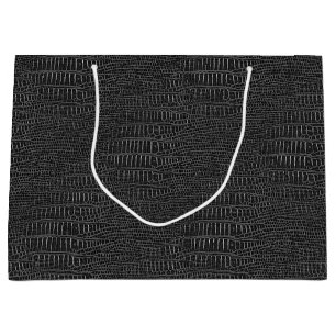 Bolsa De Regalo Grande La mirada de la piel realista negra del cocodrilo