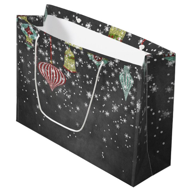 Bolsa De Regalo Grande La nieve forma escamas en los ornamentos del (Angulo Anverso)