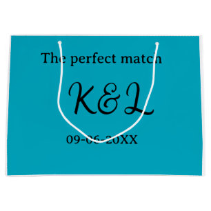 Bolsa De Regalo Grande la pareja de la letra de nombre de fecha azul sim 