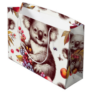 Bolsa De Regalo Grande La pintura de Koala, de estilo vintage, sin inconv