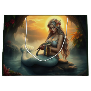 Bolsa De Regalo Grande La sirena y su amiga de la tortuga visitan la grut