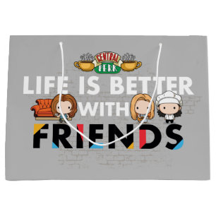 Bolsa De Regalo Grande La vida es mejor con FRIENDS™ arte Chibi