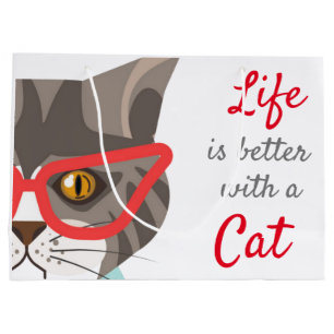 Bolsa De Regalo Grande La Vida Es Mejor Con Un Personalizado Gato