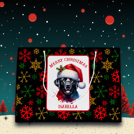 Bolsa De Regalo Grande Laboratorio de color de agua dulce negro en Santa 