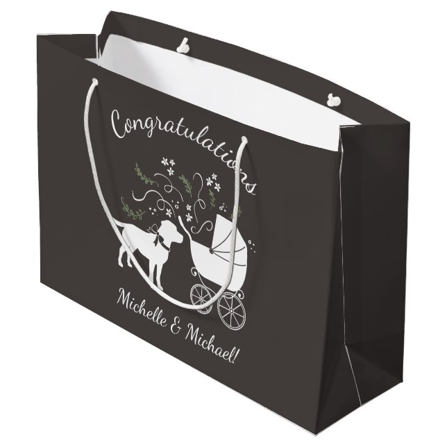 Bolsa De Regalo Grande Labrador Dog Baby Shower Lab Género gris neutro (Angulo reverso)