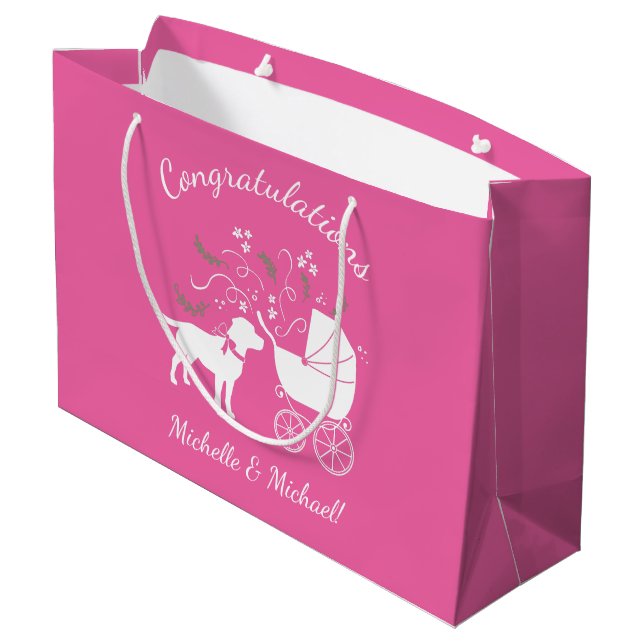 Bolsa De Regalo Grande Labrador Dog Baby Shower Pink Chica Lab (Angulo reverso)